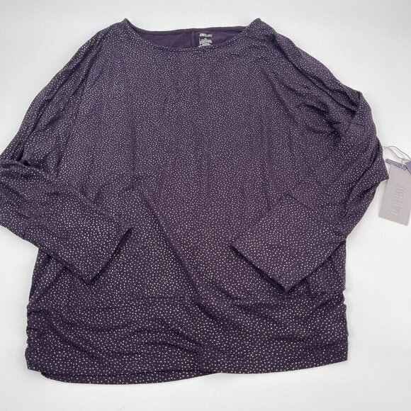 Jennifer Lopez Top Large Petite Womens Purple Metallic Silver Casual Sparkle New - Picture 6 of 9